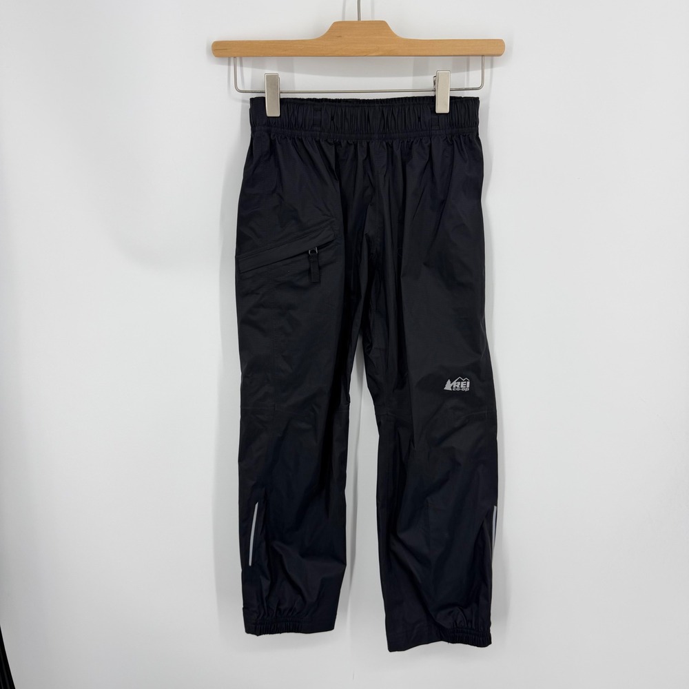 REI Co-op Rainwall Rain Pants Kids XS 6-7 Black Waterproof Ripstop 20125-F23